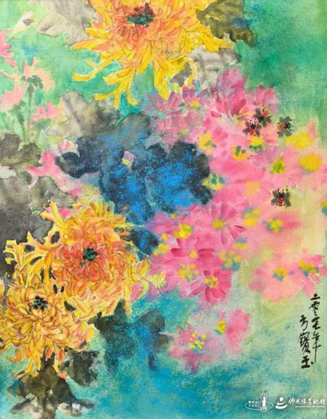 方宝玉 - 勤采金秋 - 40 cm x 50 cm - 2017年(水墨帆布画) 20260713-Dong-Zen-003